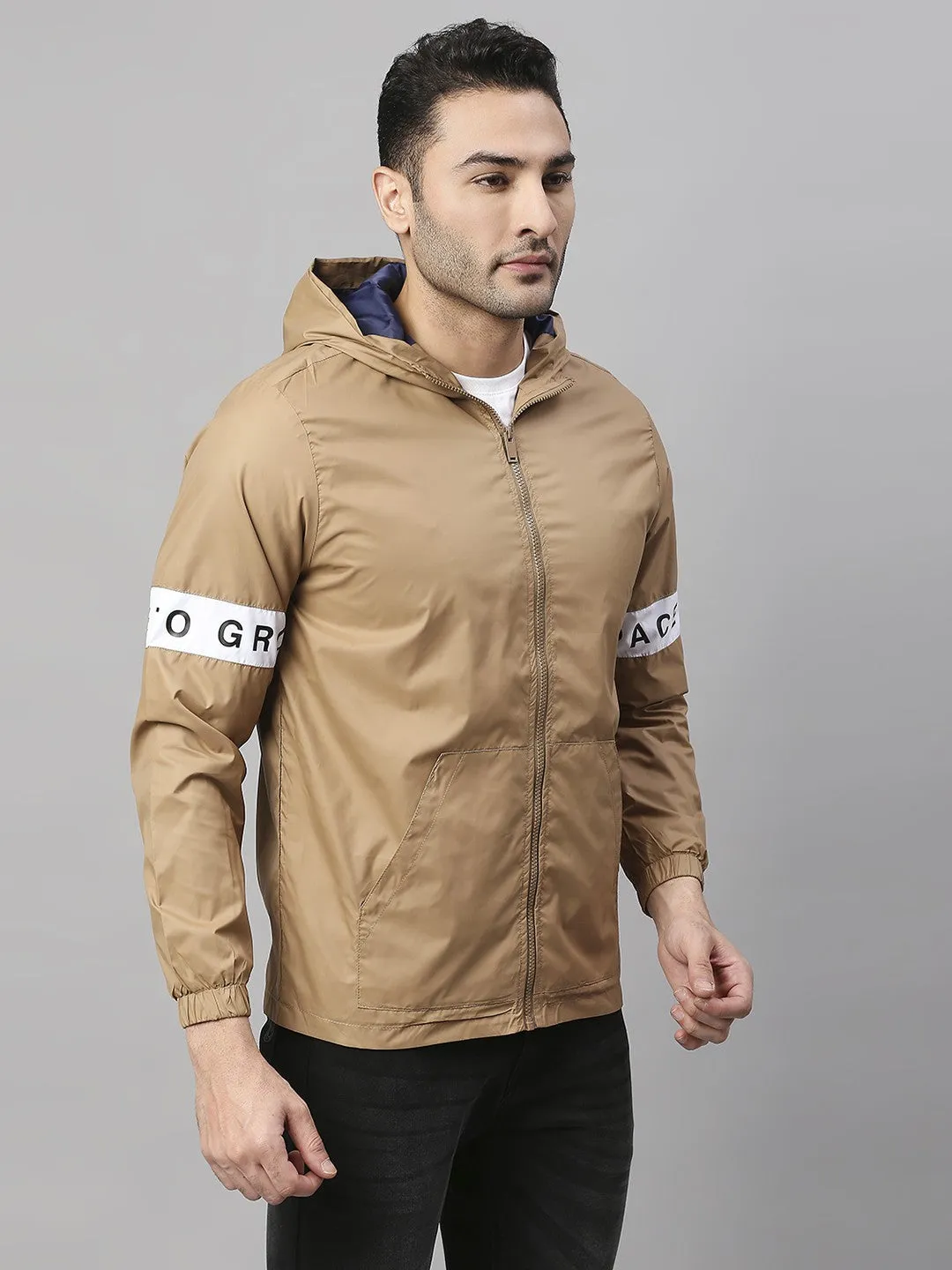 Mens Long-Sleeve Jacket - Lightweight Casual Winterwear  (Khaki)