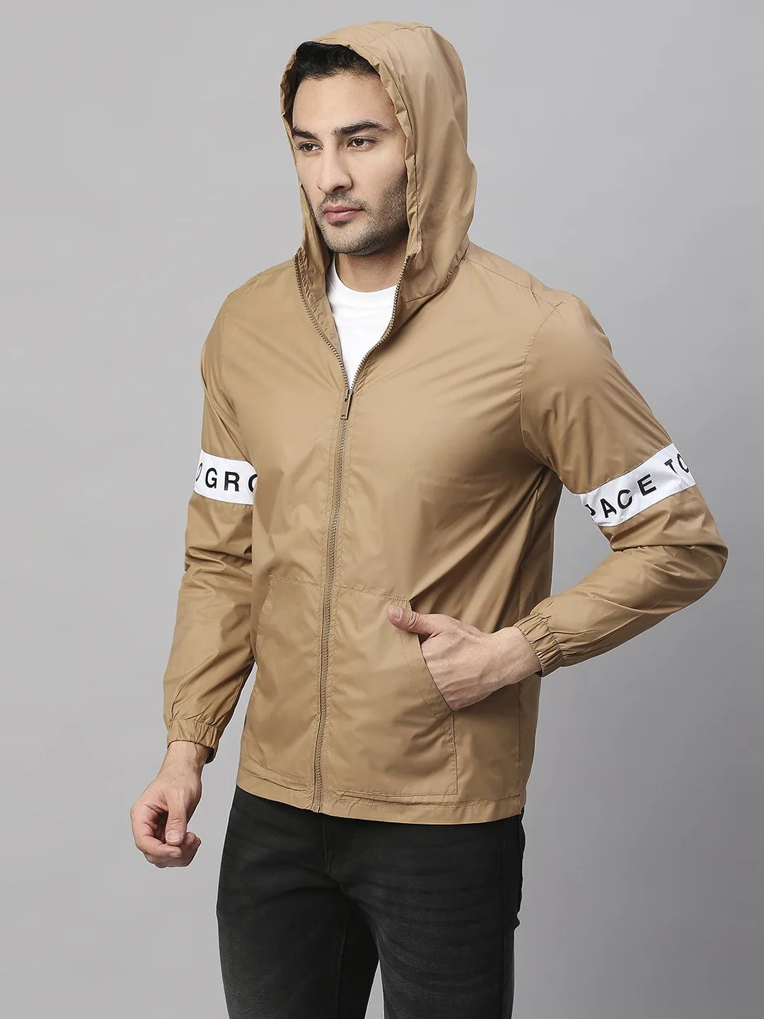 Mens Long-Sleeve Jacket - Lightweight Casual Winterwear  (Khaki)