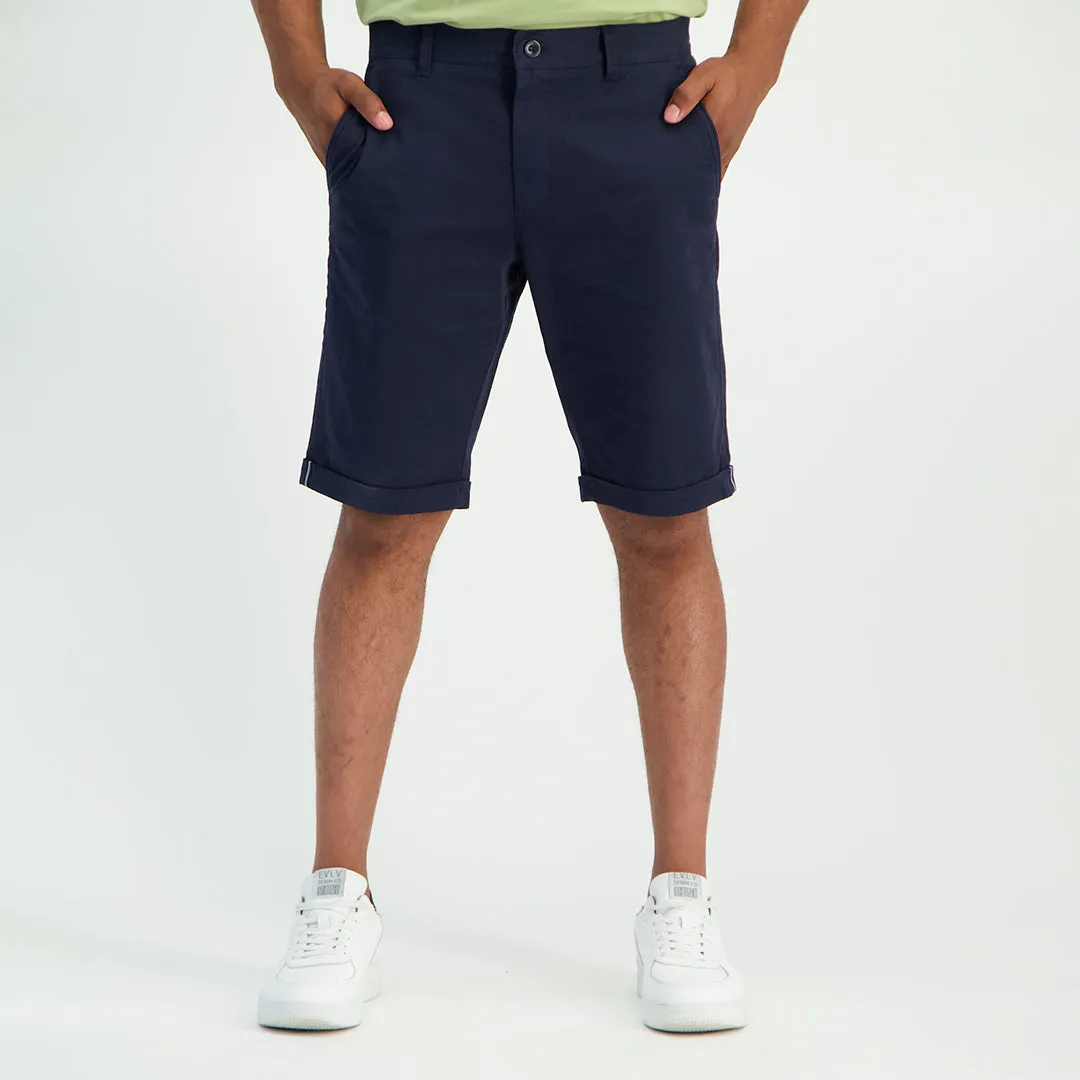 MENS ZAFF NAVY CHINO SHORTS (GARMENT-DYED)