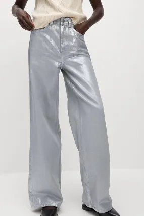 Metallic Wide Leg Jeans