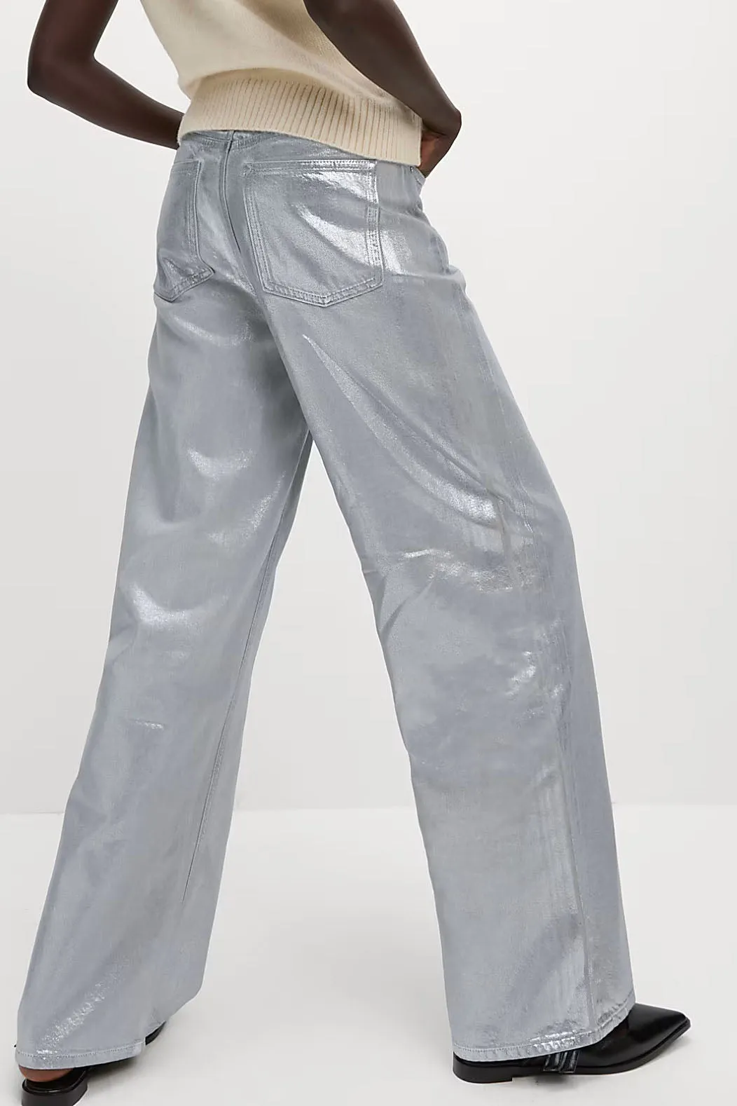 Metallic Wide Leg Jeans