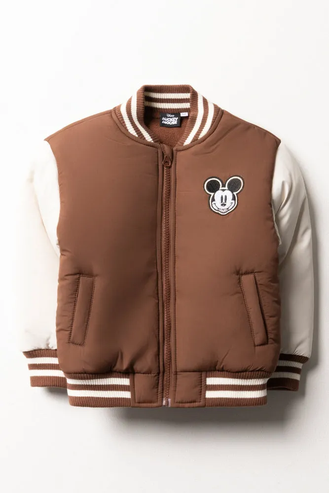 Mickey Mouse Bomber Jacket Brown