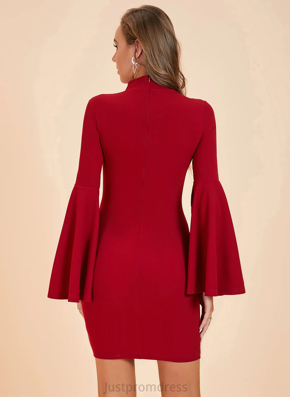 Mini Neck High Club Dresses Polyester Bodycon Long Sleeves Emery Dresses Elegant