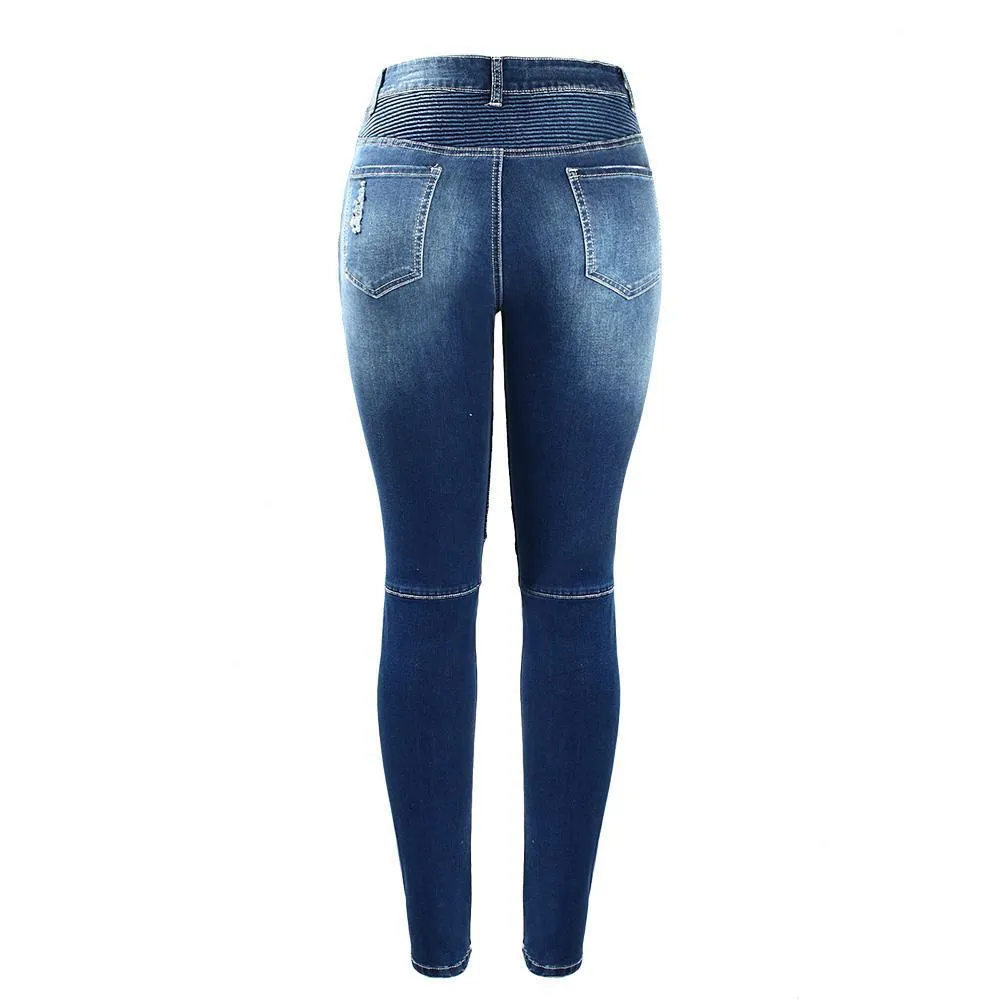 Motorcycle Biker Style  Stretch Jeans