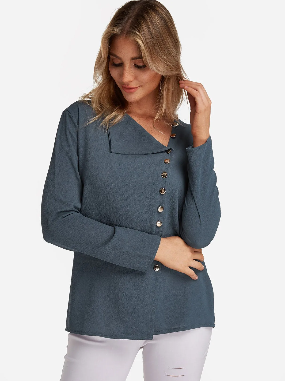 OEM ODM V Neck Irregular Fashion Shirt