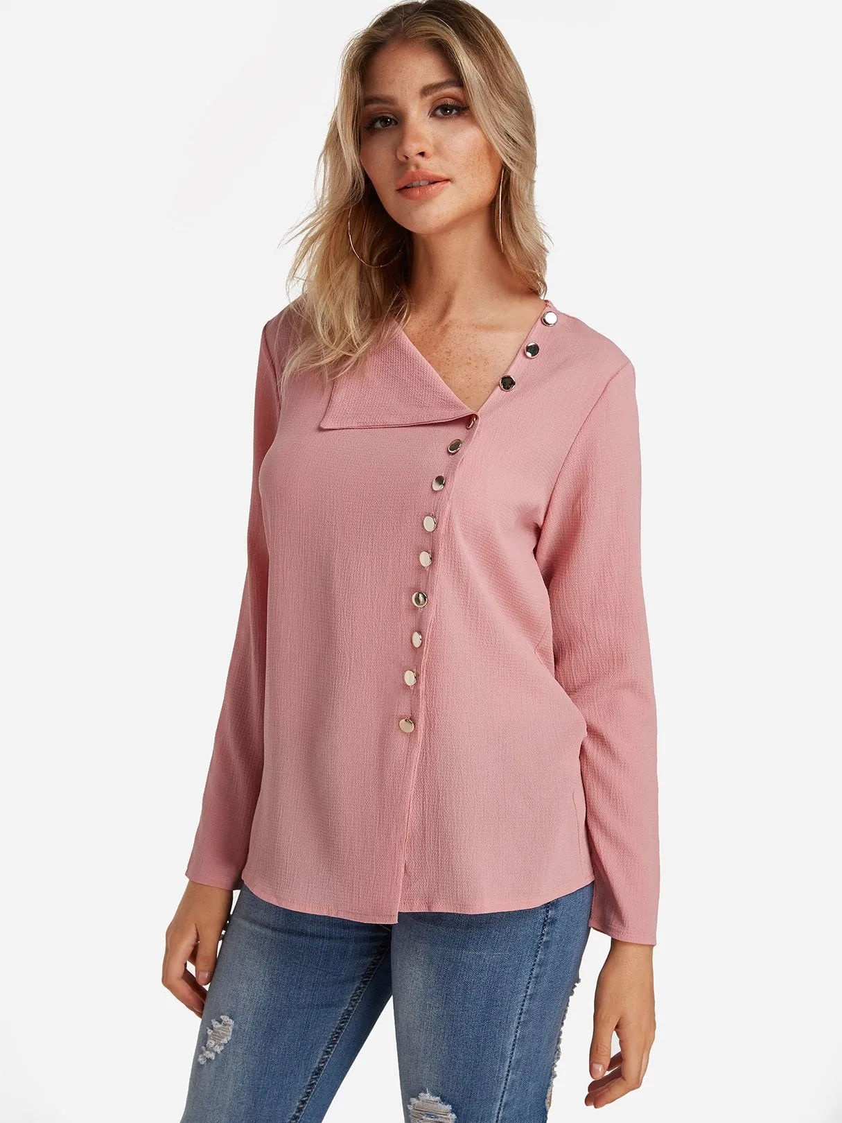 OEM ODM V Neck Irregular Fashion Shirt