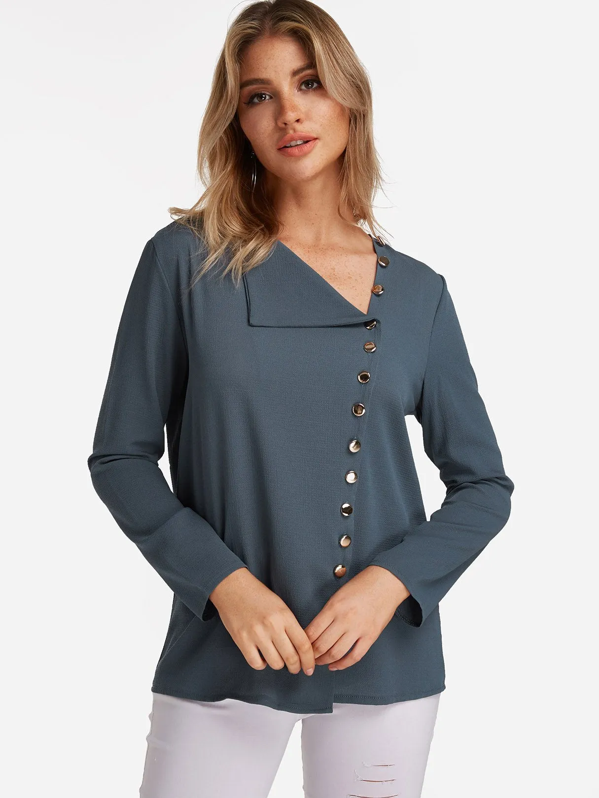 OEM ODM V Neck Irregular Fashion Shirt