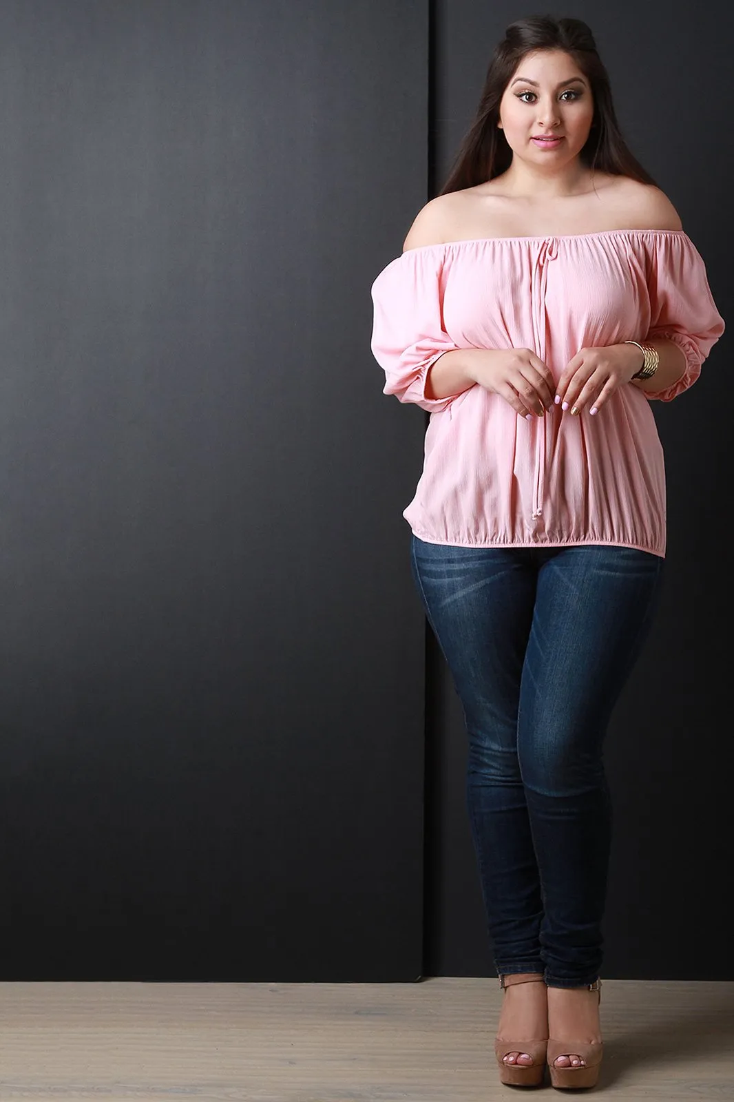 Off Shoulder Long Sleeve Peasant Top