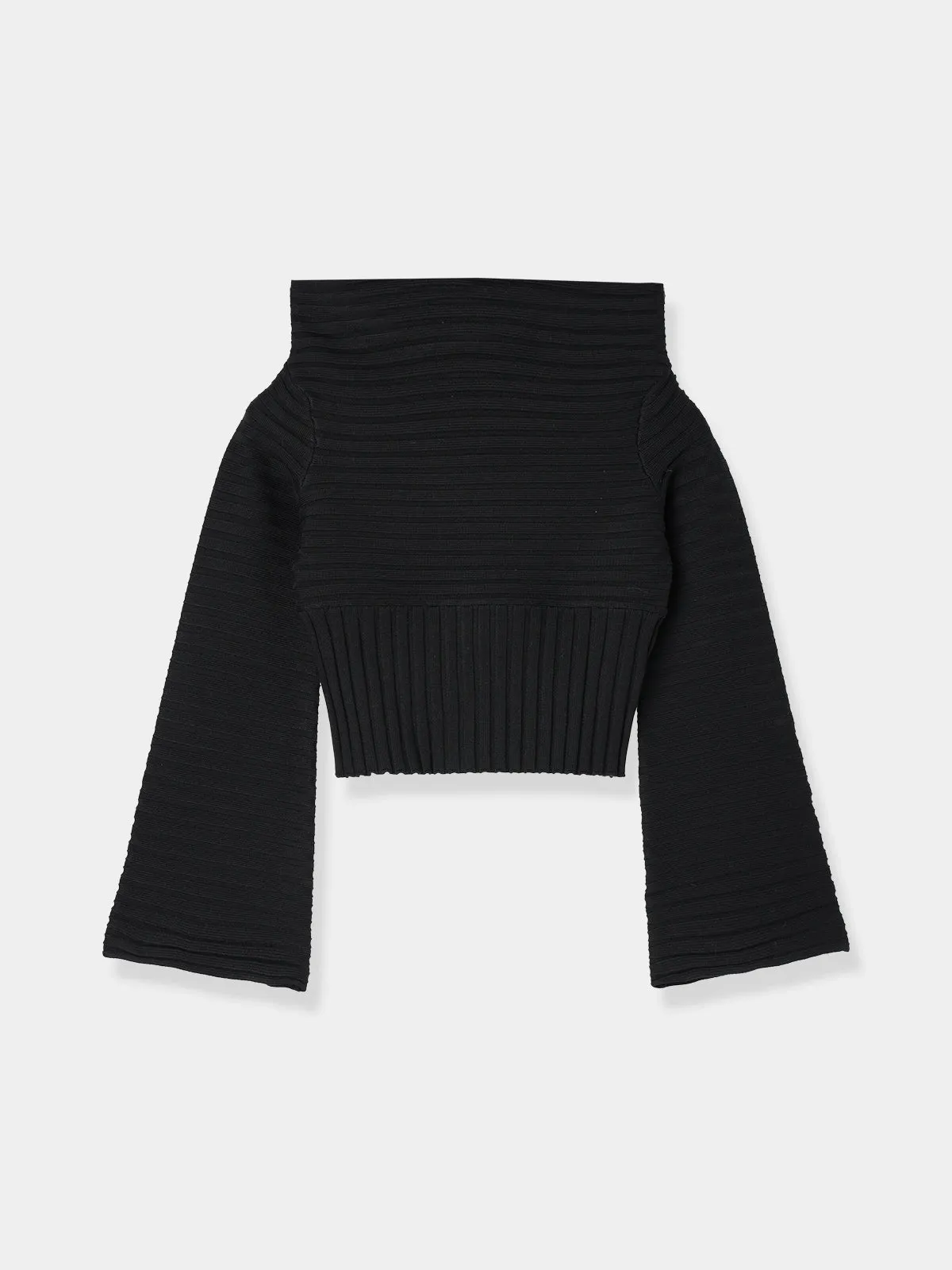 Off shoulder Panel knit tops