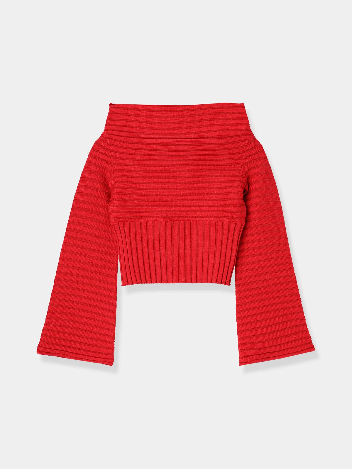 Off shoulder Panel knit tops