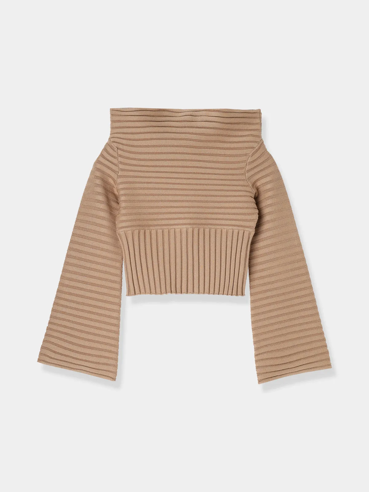 Off shoulder Panel knit tops