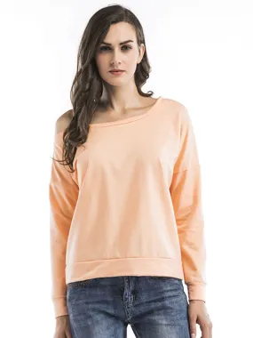 Off Shoulder Pure Color T-shirts