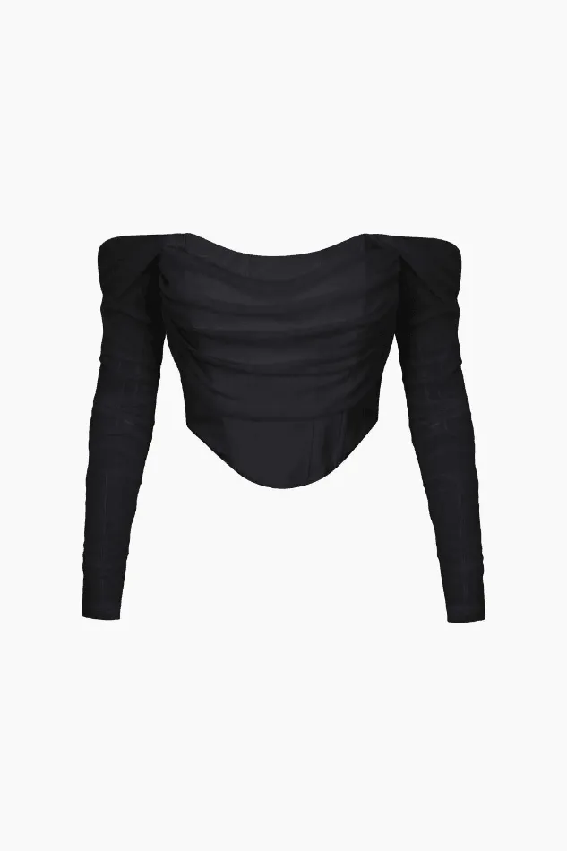 Off The Shoulder Long Sleeve Corset Top