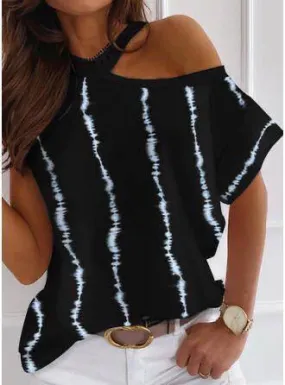 One Off Shoulder Tops Short Sleeves Blouse