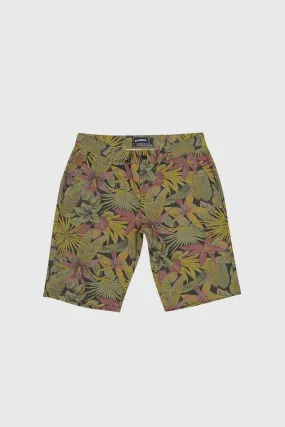 Palmeira Floral Green Brown Chino Shorts