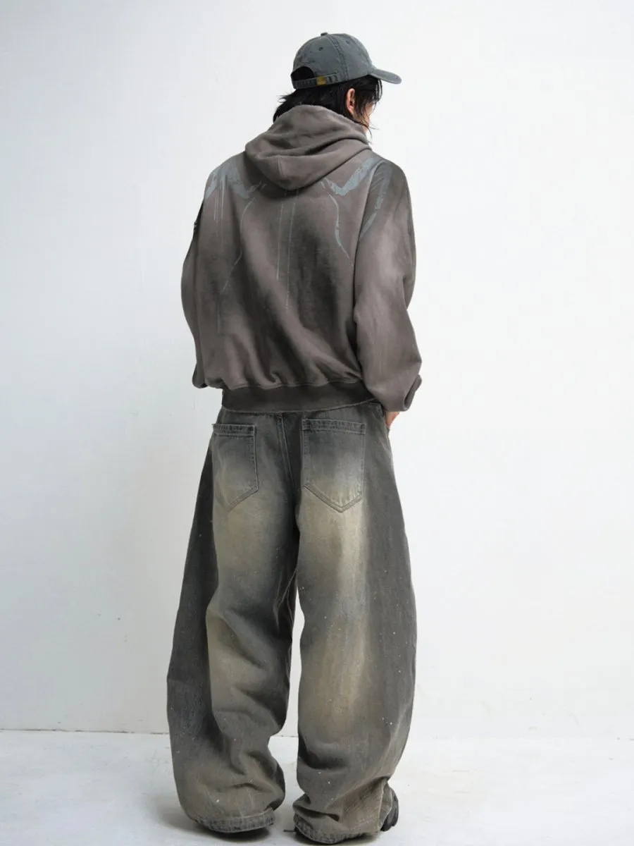 【PEOPLESTYLE】washed gray wide-legged jeans na1693