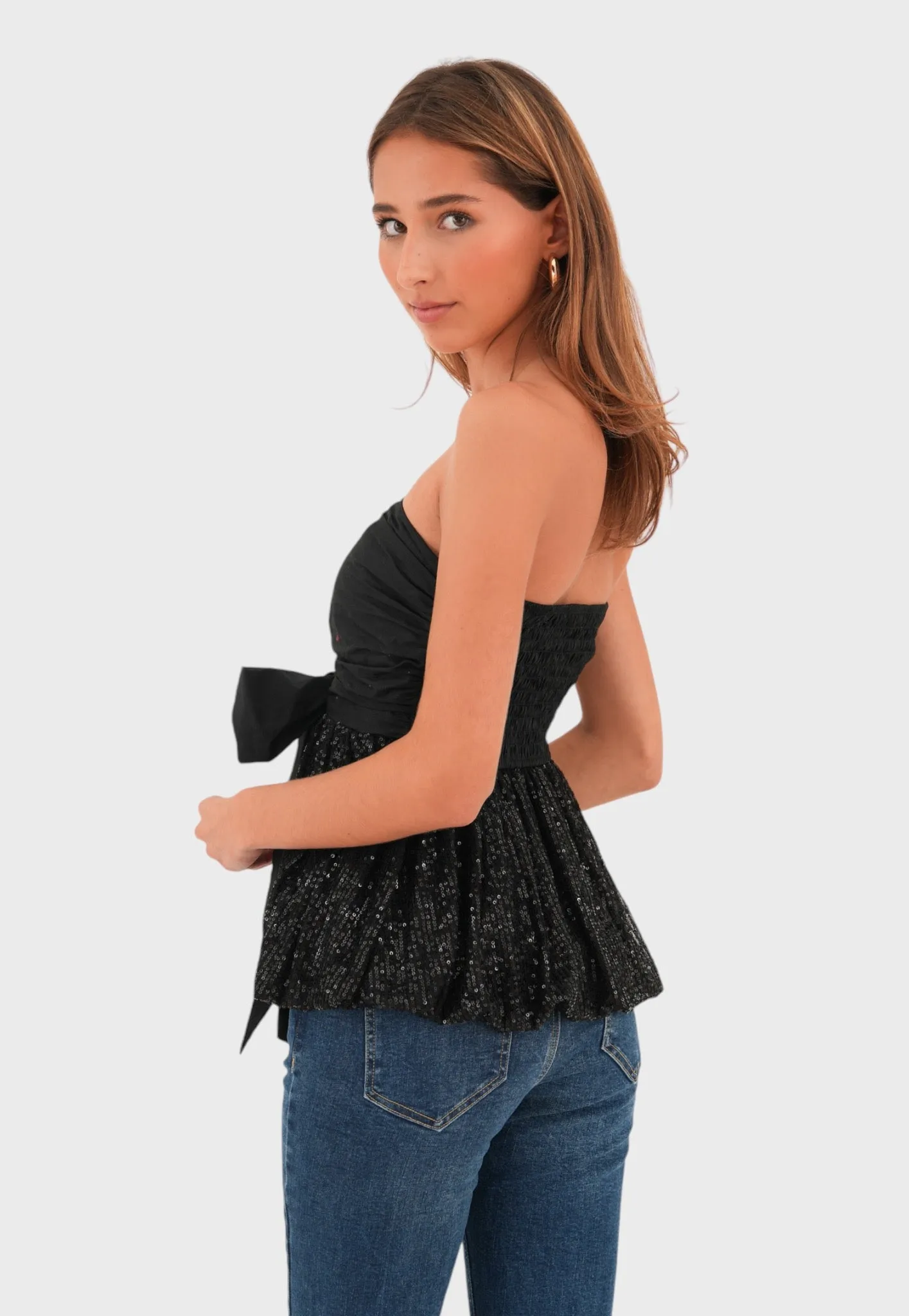 "Ribbon" top black