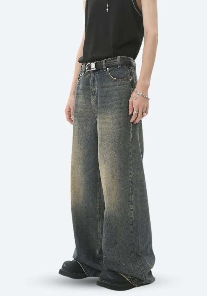 Riolio - Grunge Wide Leg Denim Jeans - chill guy 90s fashion mens fashion