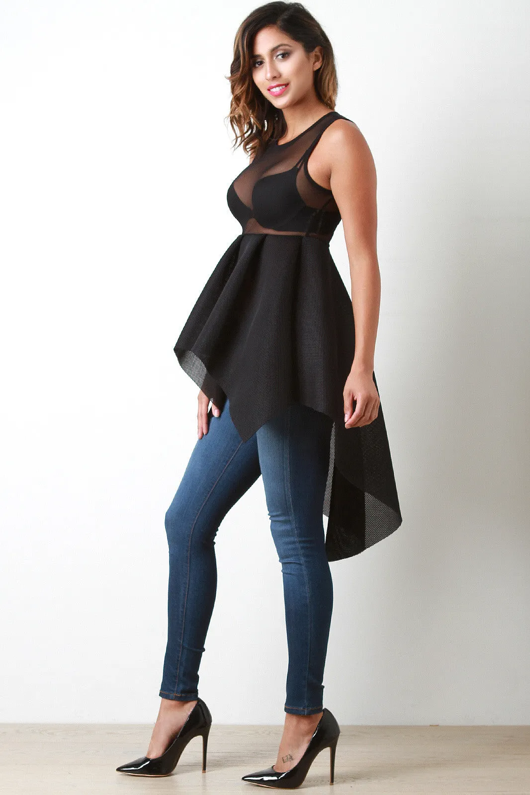 Scuba Mesh Peplum Top