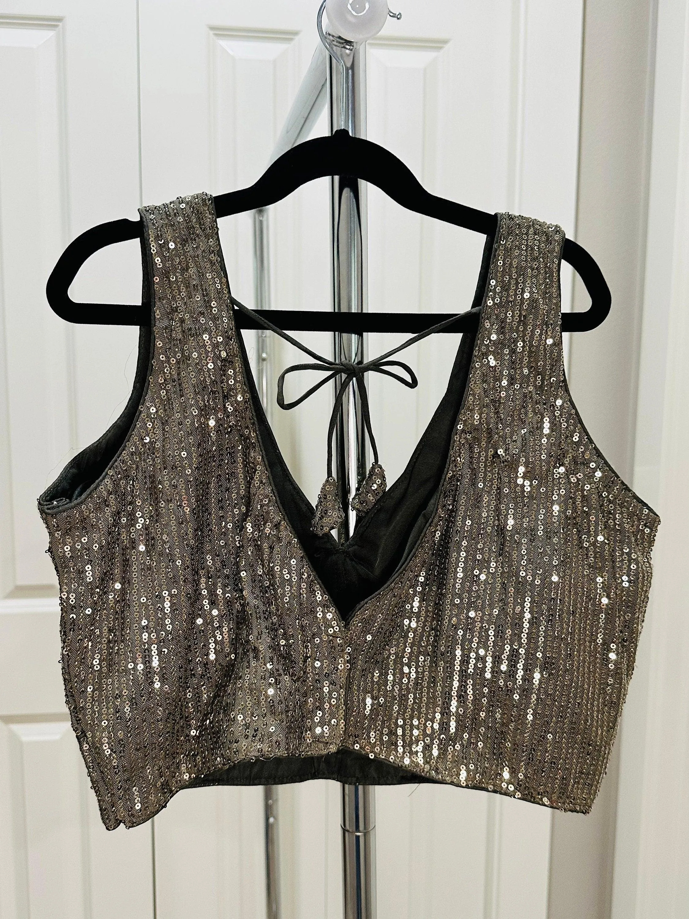 Sequin Blouses - V Neck - Sleeveless