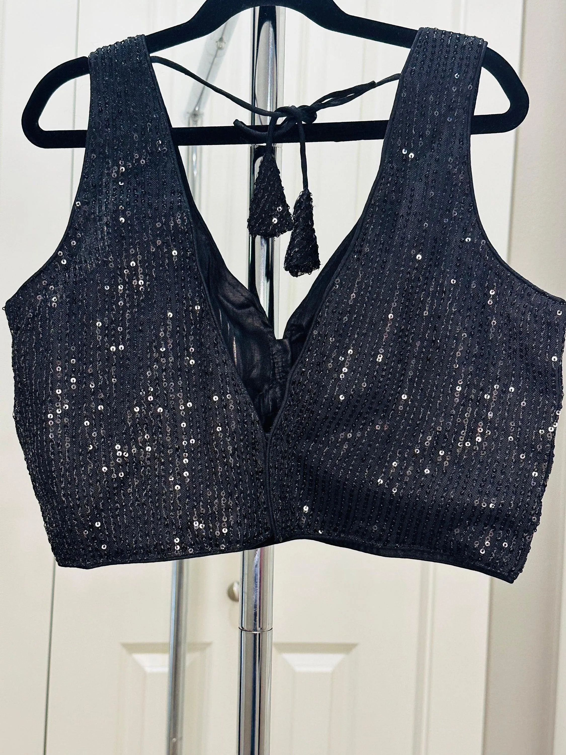 Sequin Blouses - V Neck - Sleeveless