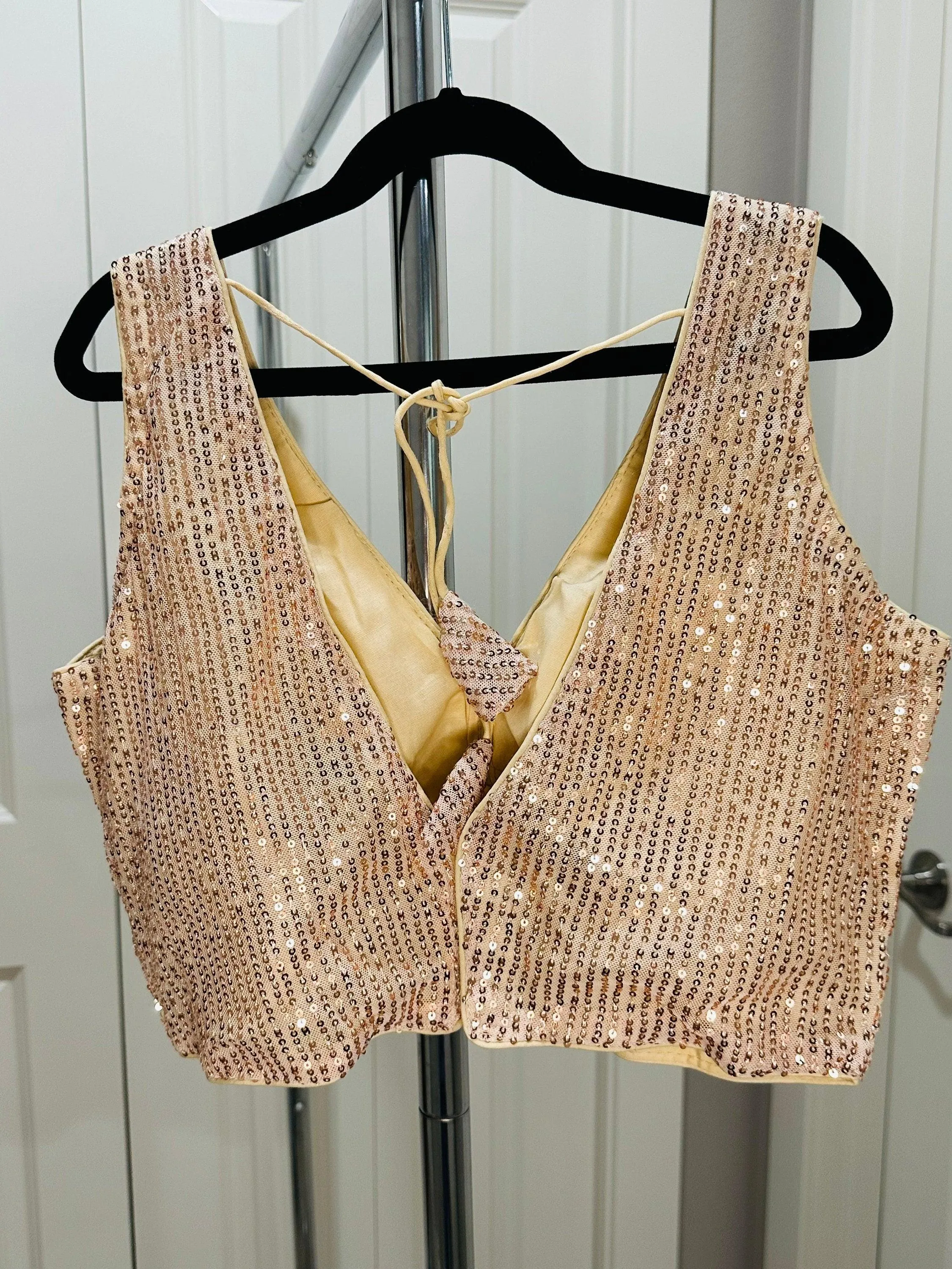 Sequin Blouses - V Neck - Sleeveless