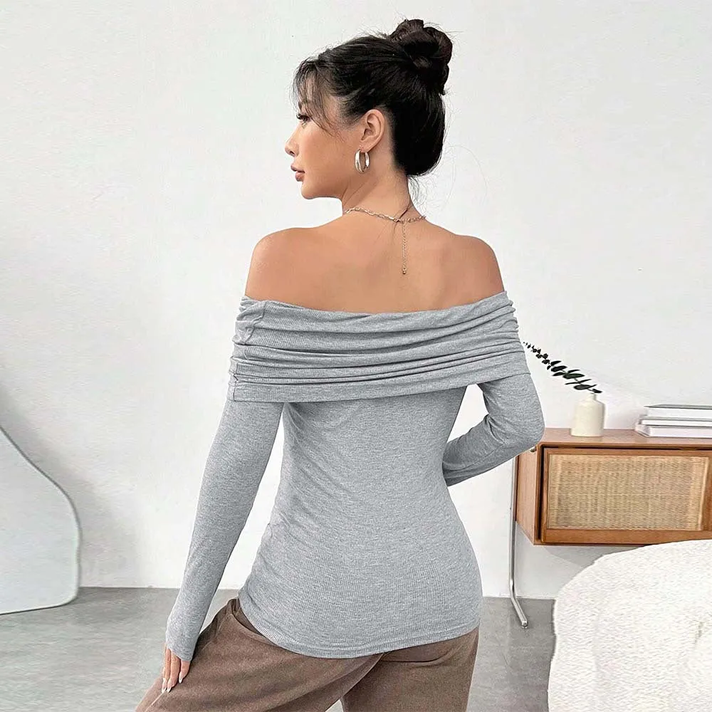 Sexy Off-Shoulder Off-Shoulder Slim Knit Sweater Wholesale Womens Clothing N3824072000226