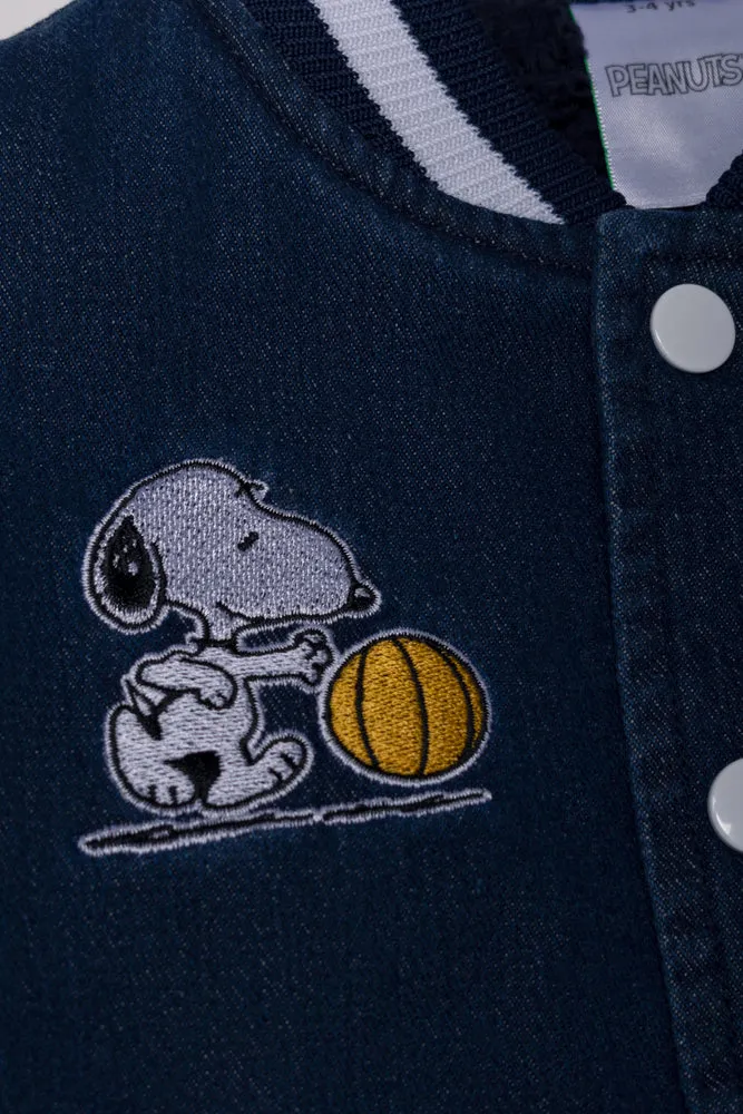 Snoopy Denim Bomber Jacket Blue