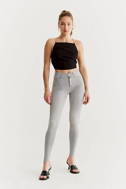 Sophia - High Waist Super Skinny - Stone Grey