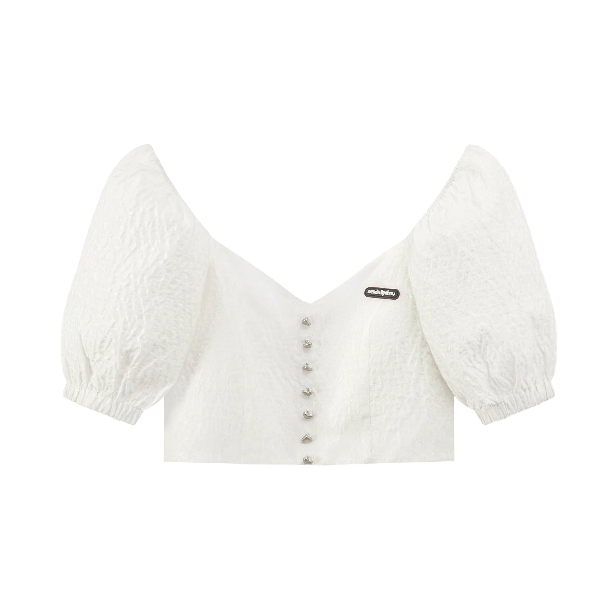 Square Puff Sleeve Cropped Blouse