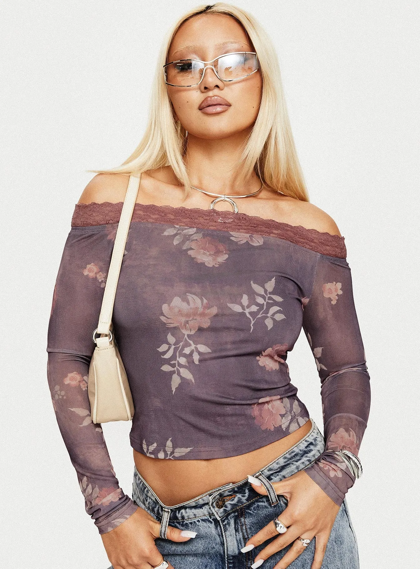 Syracruse Off The Shoulder Top Purple