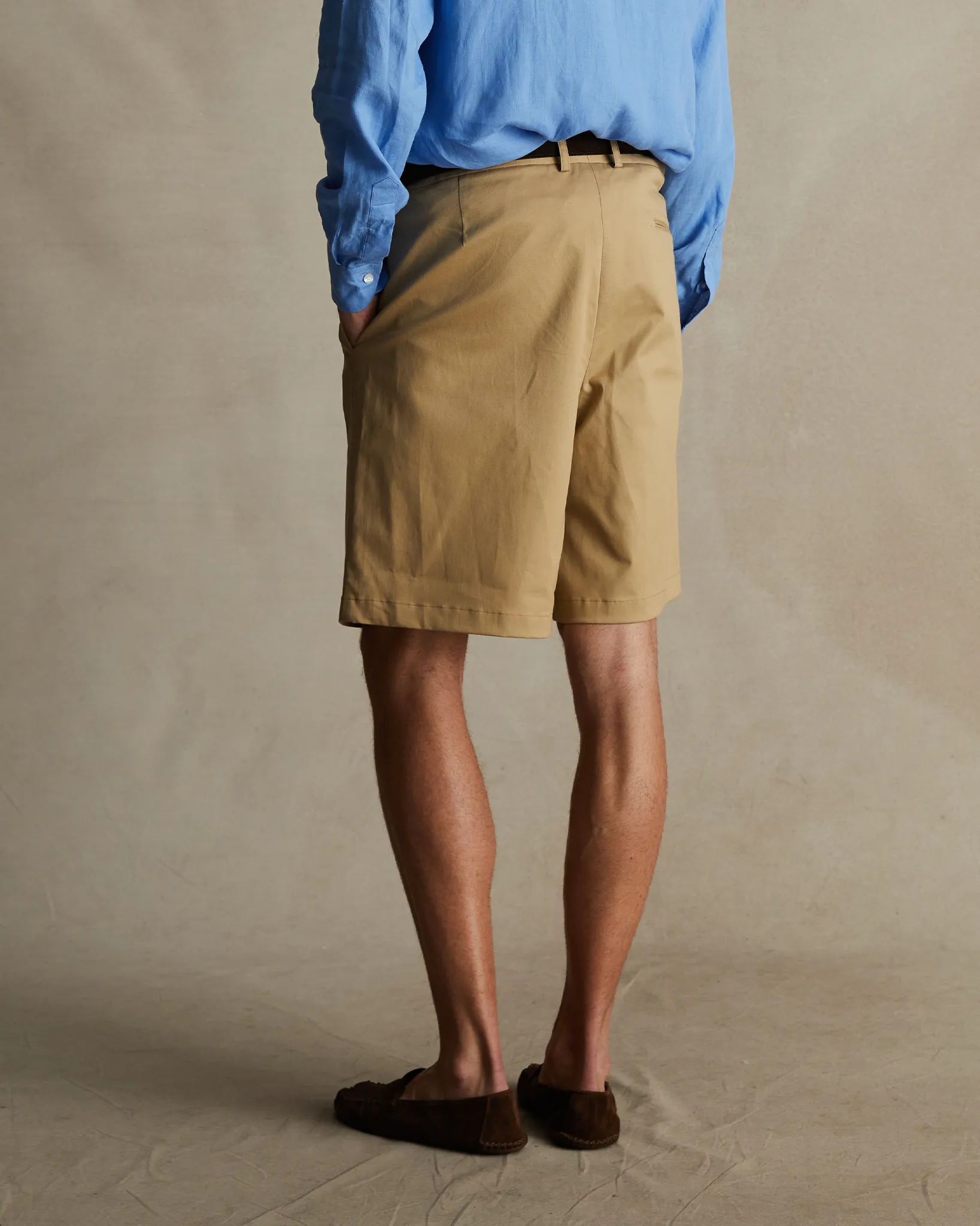 Taupe Pleated Chino Shorts