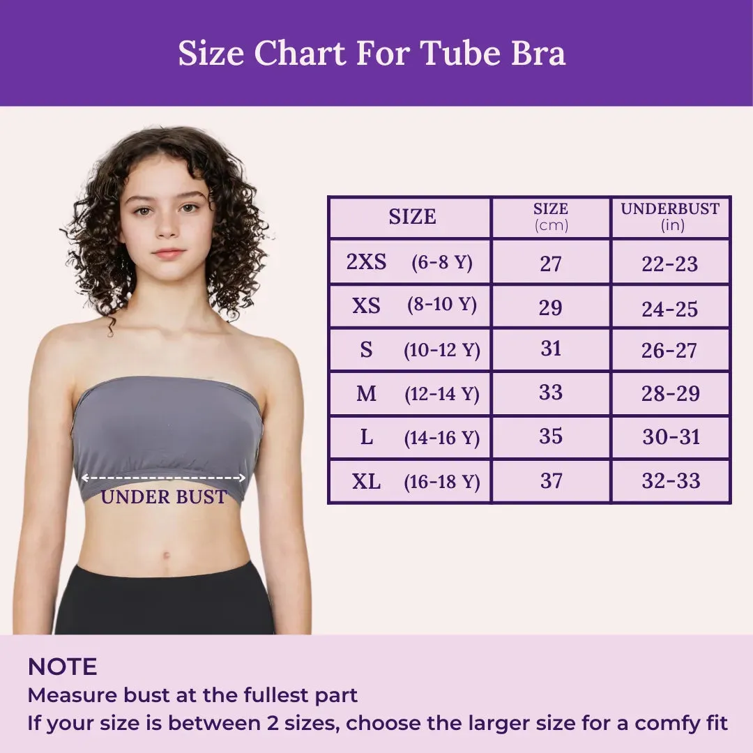 Teens Tube Top Bra | Slip On Style | 3 Layer Front Panel Conceals Nipples | Silicone Anti Slip Band Prevents Slipping | 3 Pack