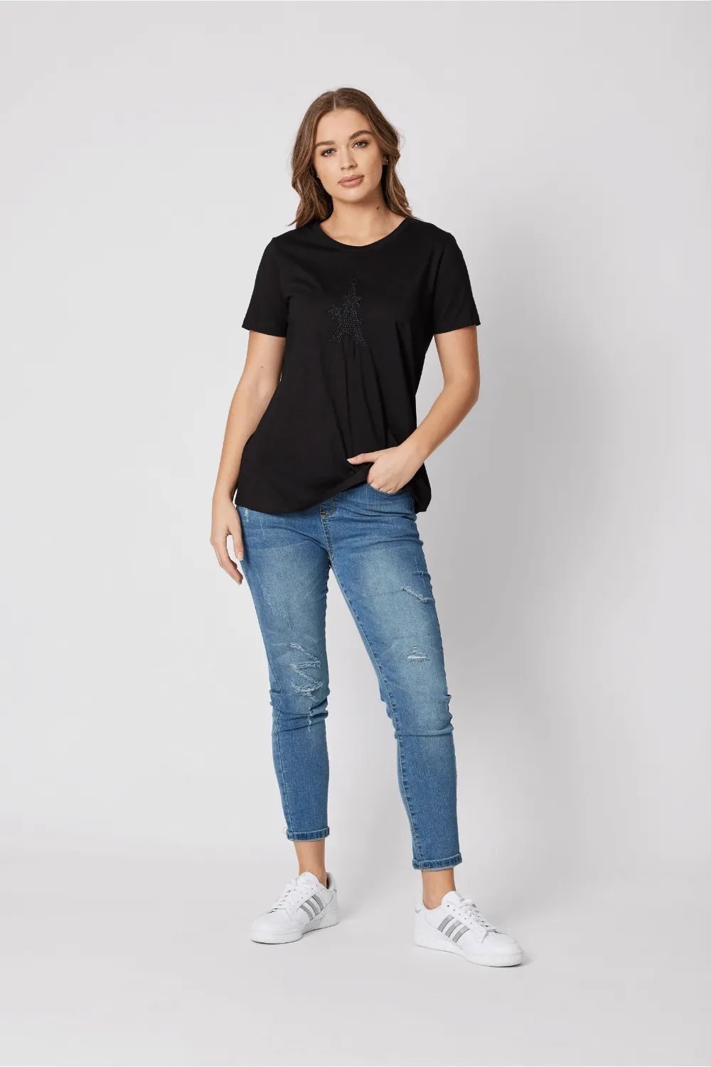 Threadz Pull On Ripped Jean