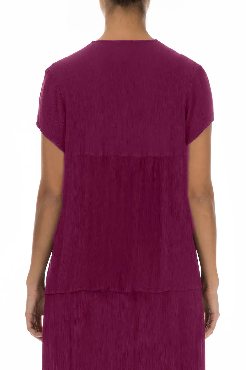 V-Neck Magenta Silk Viscose Blouse