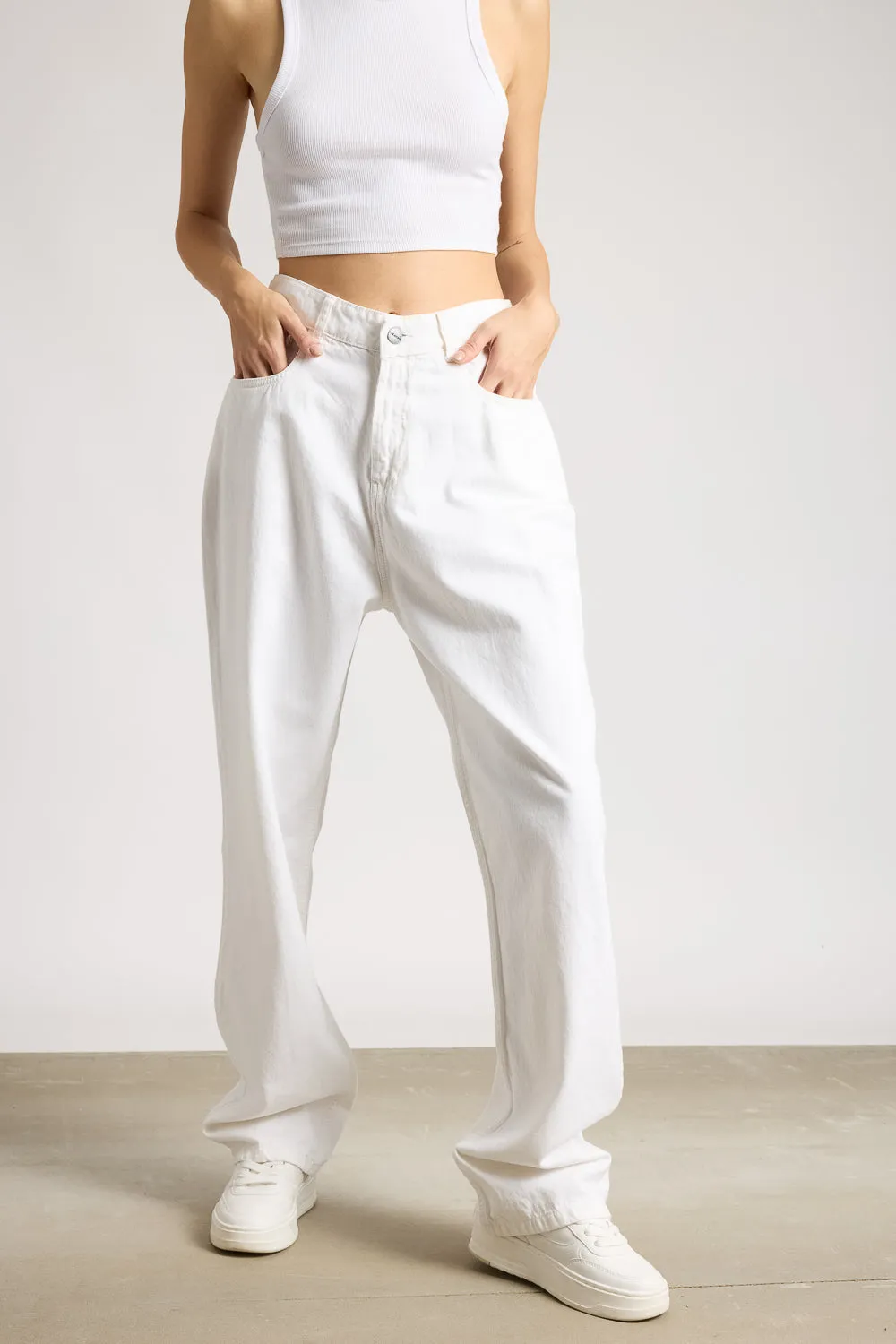 White Straight Legged Pants