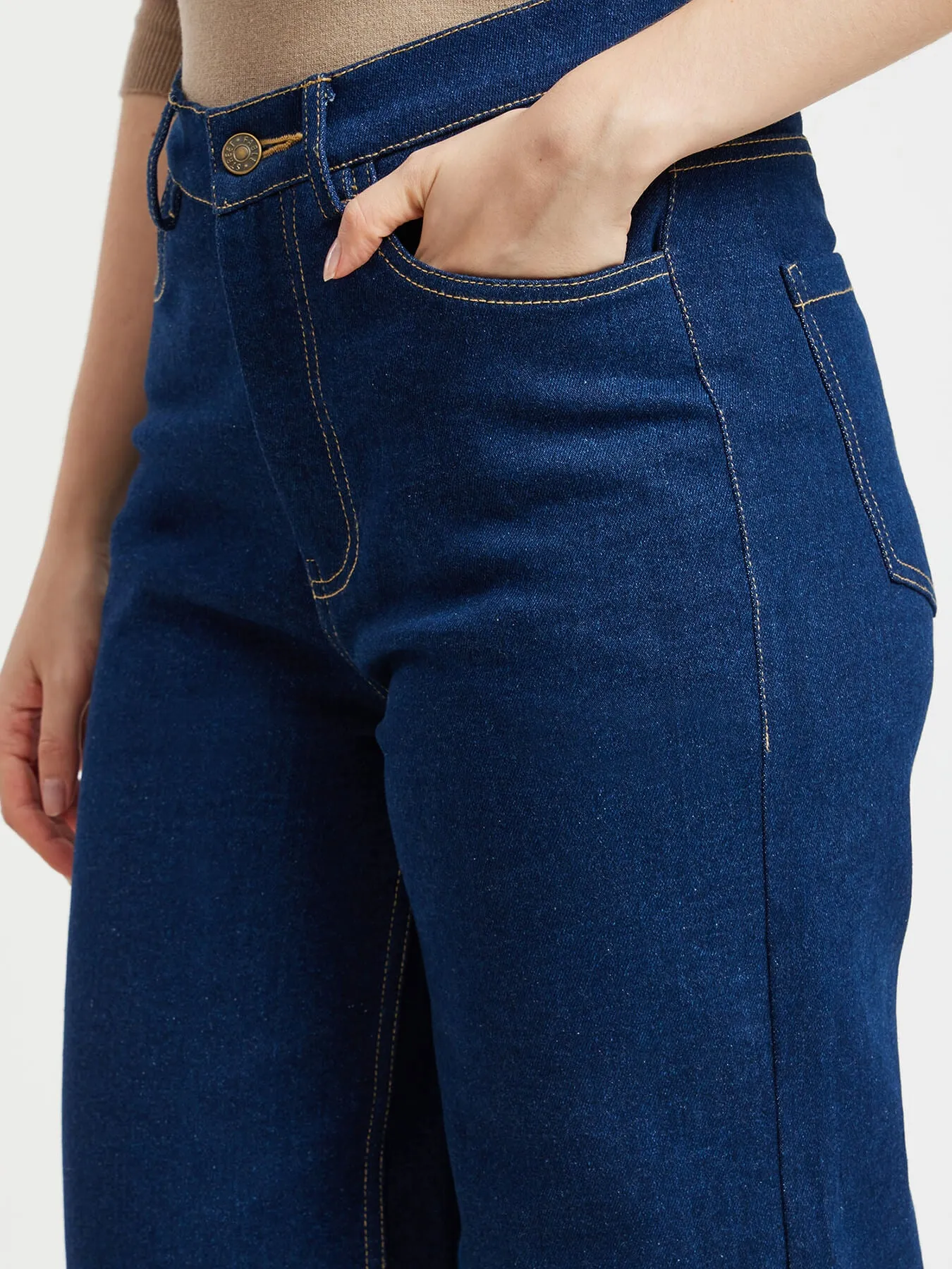 Wide Legged Jeans - Navy Blue