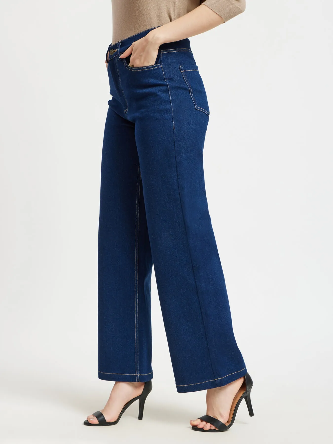 Wide Legged Jeans - Navy Blue