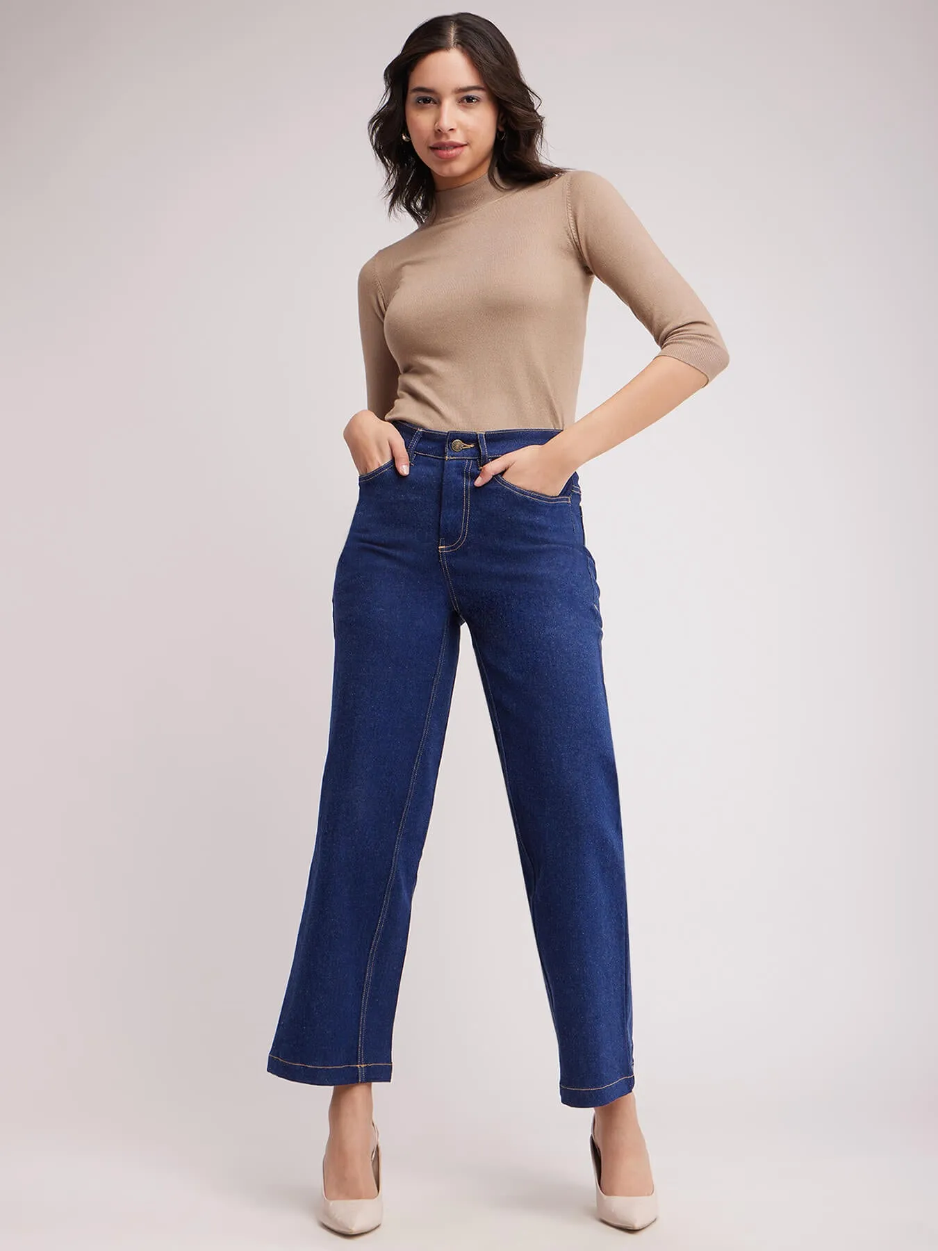 Wide Legged Jeans - Navy Blue