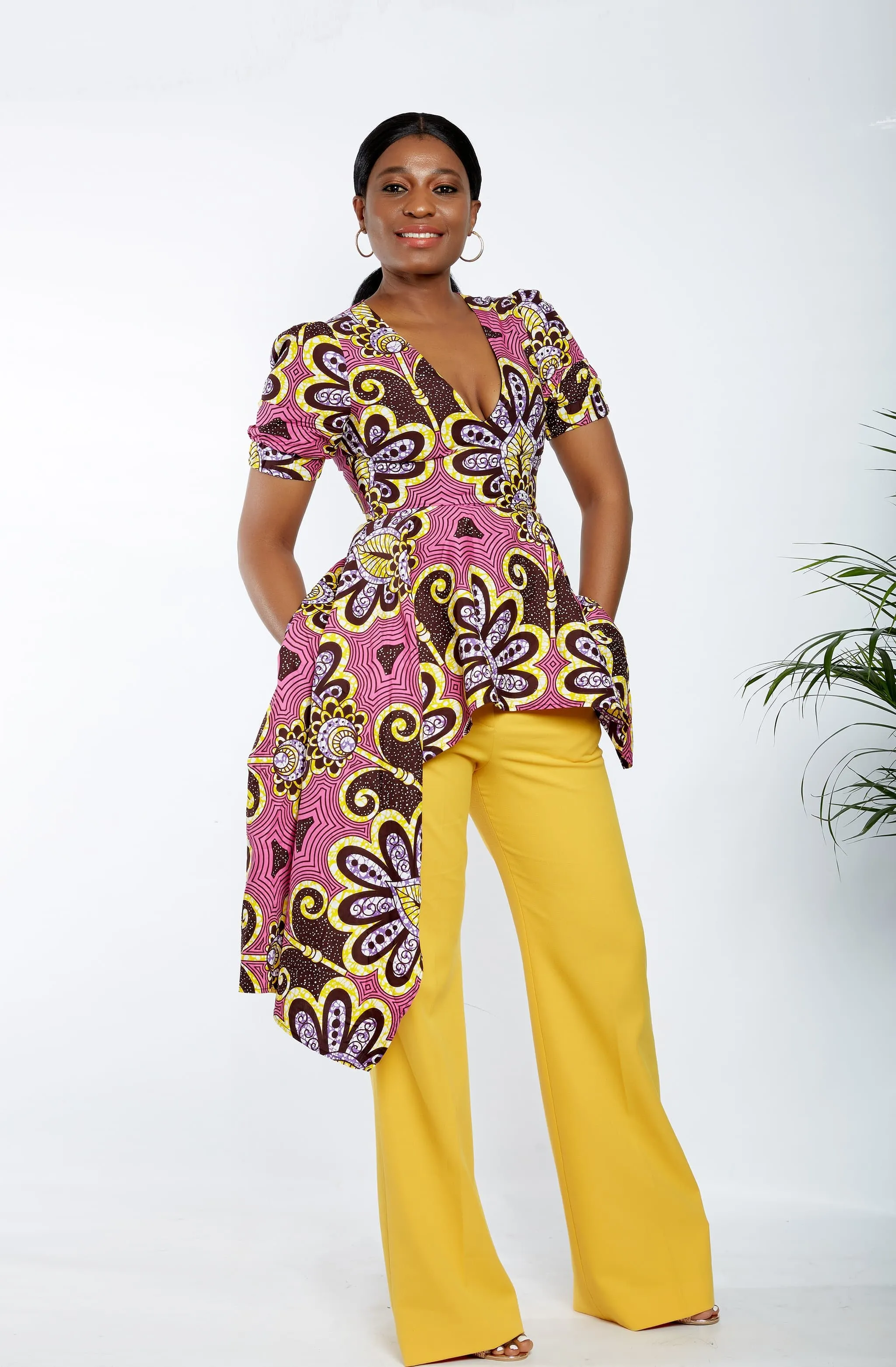 Zuriel - Leona African Print Asymmetric Blouse/Top