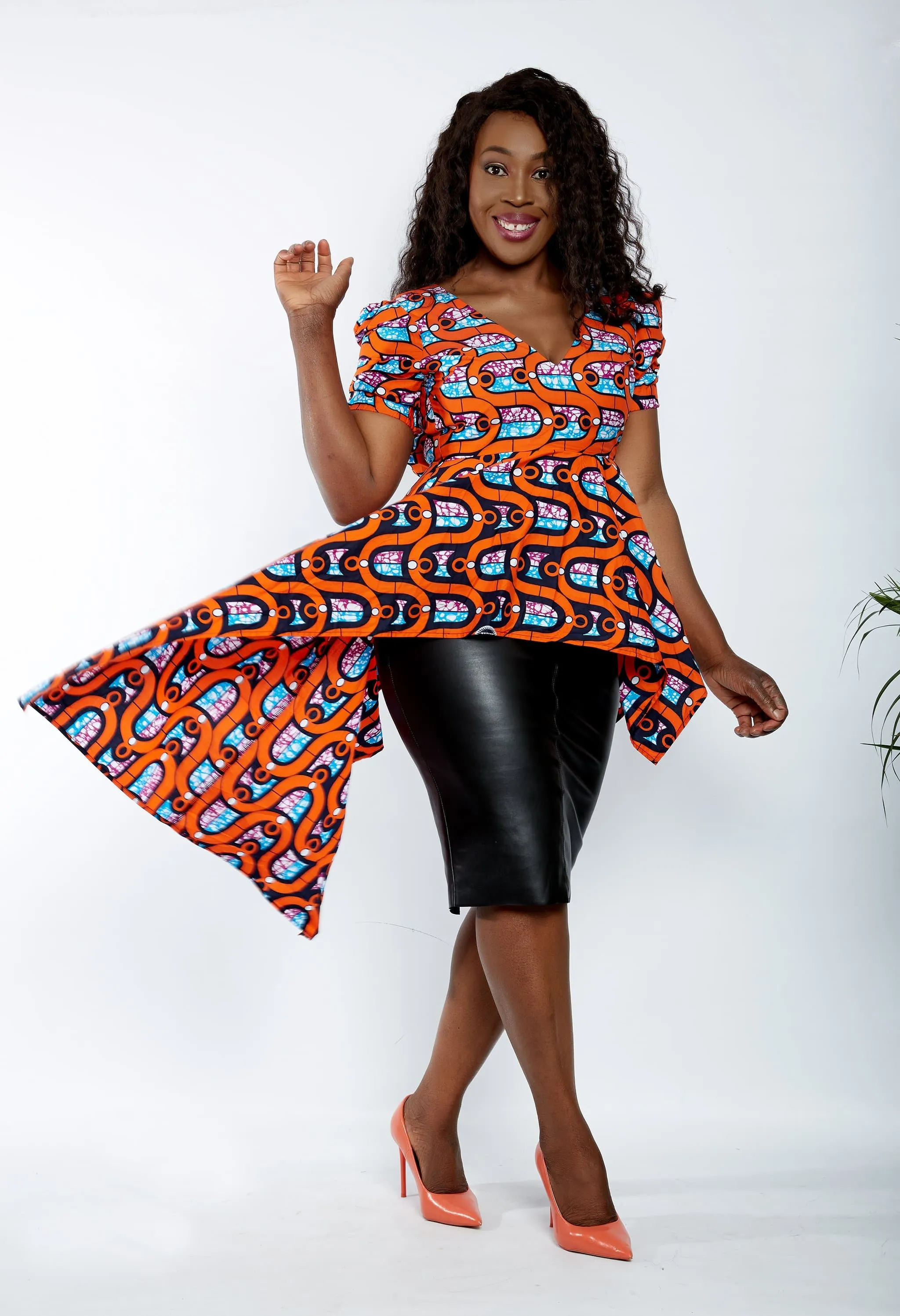 Zuriel - Leona African Print Asymmetric Blouse/Top