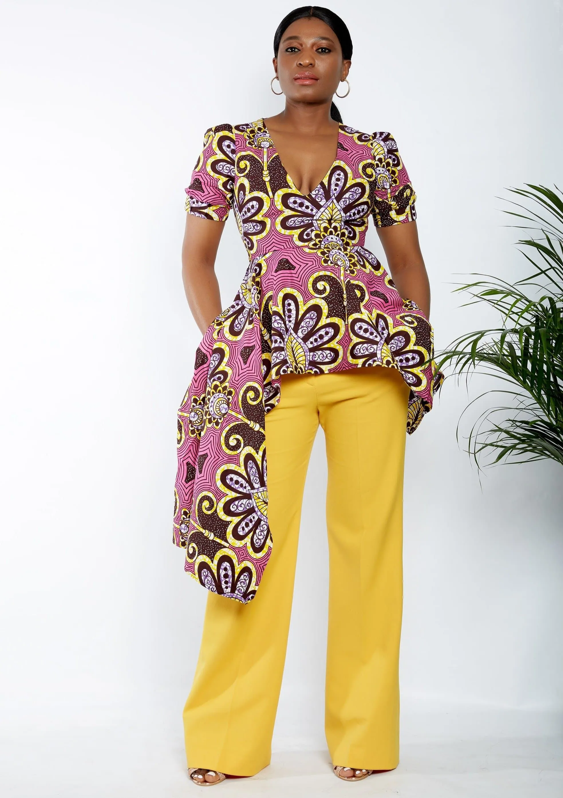 Zuriel - Leona African Print Asymmetric Blouse/Top